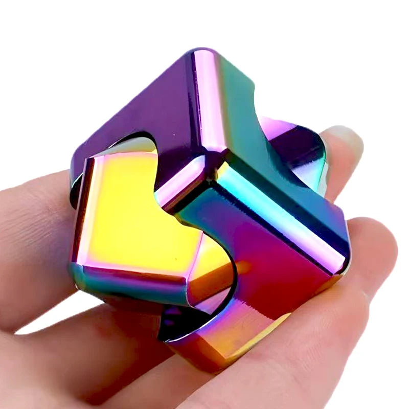 Cubo Fidget Spinner Infinito Cuadrado de Metal, Juguetes Sensoriales para Aliviar el Estrés, TDAH, Ansiedad, EDC, Gadgets de Escritorio Geniales, Diversión de Oficina para Adultos