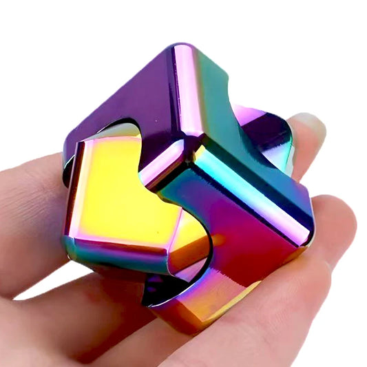 Cubo Fidget Spinner Infinito Cuadrado de Metal, Juguetes Sensoriales para Aliviar el Estrés, TDAH, Ansiedad, EDC, Gadgets de Escritorio Geniales, Diversión de Oficina para Adultos