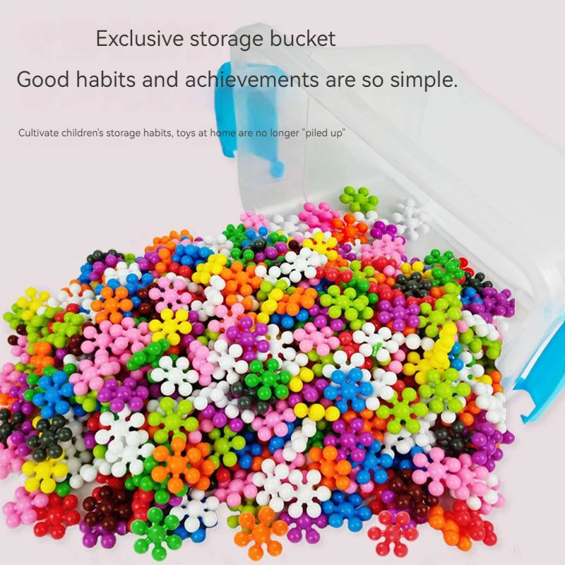 Bloques de construcción de flor de ciruelo de plástico colorido para niños, piezas de copo de nieve ensambladas divertidas, juguetes de educación temprana para iluminación