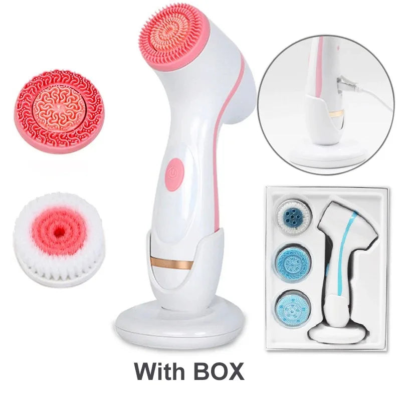 Cepillo de limpieza eléctrico 3 en 1, limpiador Facial ultrasónico, masajeadores faciales, cepillo de limpieza giratorio sónico, herramienta de limpieza profunda Facial
