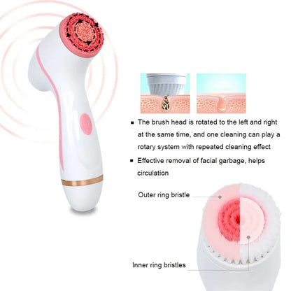Cepillo de limpieza eléctrico 3 en 1, limpiador Facial ultrasónico, masajeadores faciales, cepillo de limpieza giratorio sónico, herramienta de limpieza profunda Facial