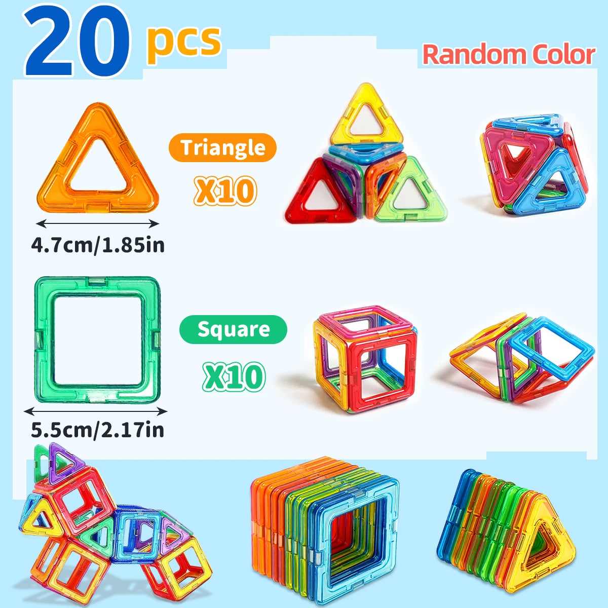 Bloques de construcción magnéticos, juguetes magnéticos DIY, juguetes STEM de tamaño mediano, juguetes de construcción, juguetes educativos de aprendizaje con imanes