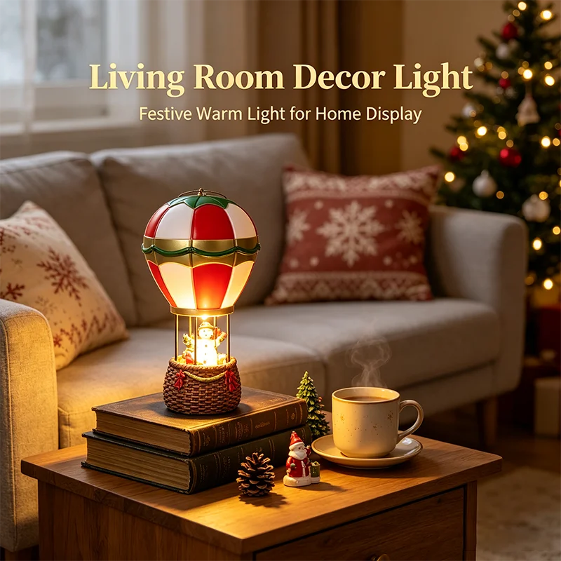 Adornos navideños brillantes, Papá Noel, muñeco de nieve, chimenea, luz LED nocturna de resina, decoración navideña, juguetes navideños para niños, regalo