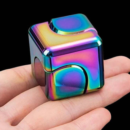 Cubo Fidget Spinner Infinito Cuadrado de Metal, Juguetes Sensoriales para Aliviar el Estrés, TDAH, Ansiedad, EDC, Gadgets de Escritorio Geniales, Diversión de Oficina para Adultos
