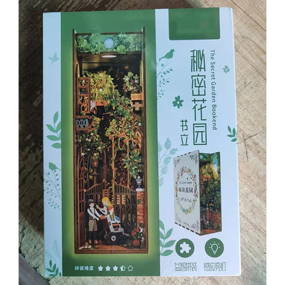 Sujetalibros de flor de cerezo, casas de muñecas japonesas, juguetes, estantería, bricolaje, rincón de libros de madera, Kits de inserción, regalos en miniatura, decoración del hogar