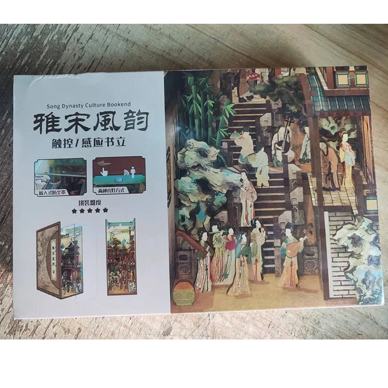 Sujetalibros de flor de cerezo, casas de muñecas japonesas, juguetes, estantería, bricolaje, rincón de libros de madera, Kits de inserción, regalos en miniatura, decoración del hogar