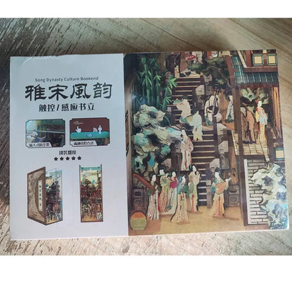 Sujetalibros de flor de cerezo, casas de muñecas japonesas, juguetes, estantería, bricolaje, rincón de libros de madera, Kits de inserción, regalos en miniatura, decoración del hogar