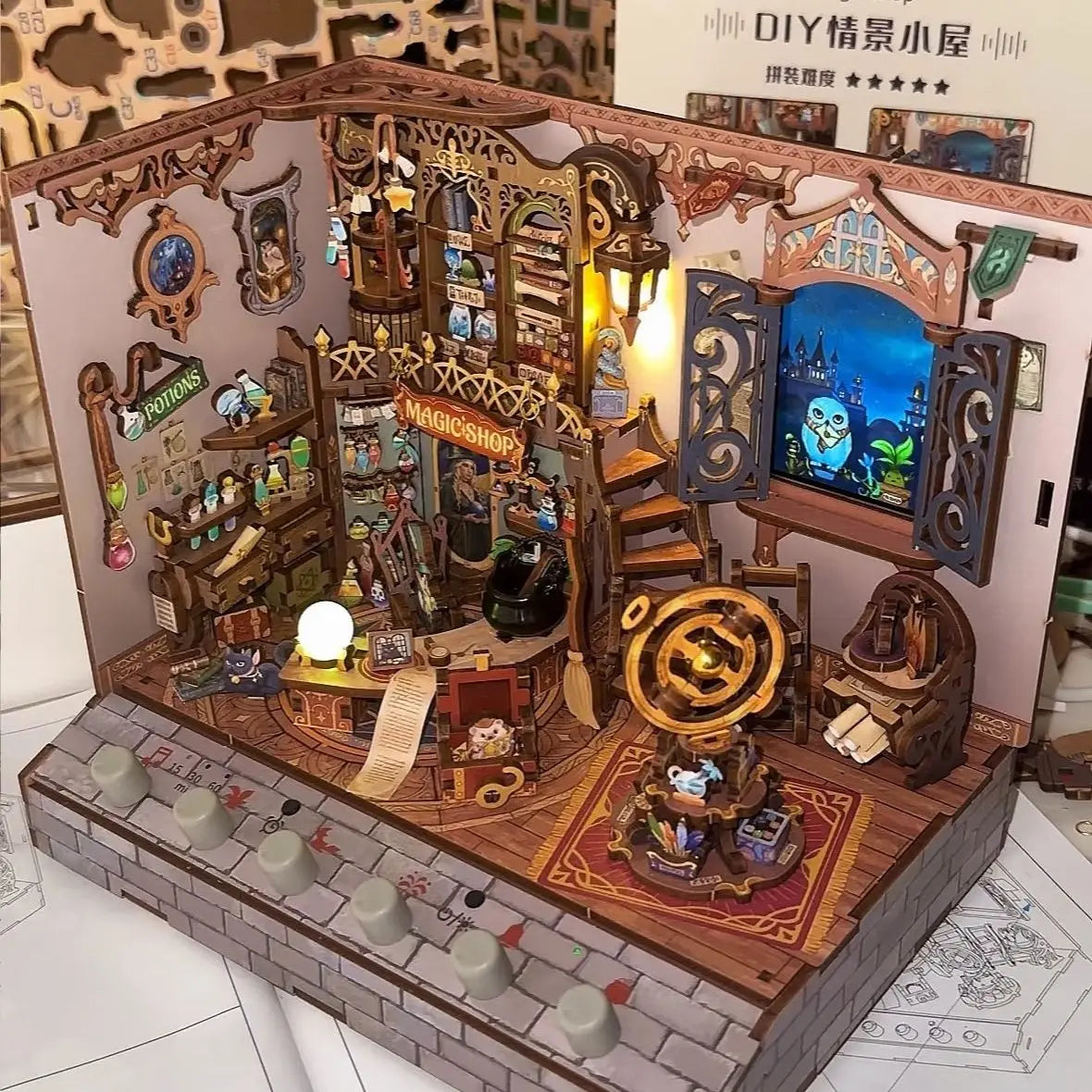 Sujetalibros de flor de cerezo, casas de muñecas japonesas, juguetes, estantería, bricolaje, rincón de libros de madera, Kits de inserción, regalos en miniatura, decoración del hogar
