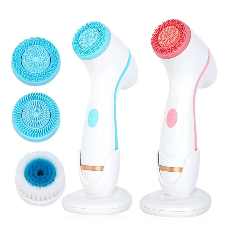 Cepillo de limpieza eléctrico 3 en 1, limpiador Facial ultrasónico, masajeadores faciales, cepillo de limpieza giratorio sónico, herramienta de limpieza profunda Facial