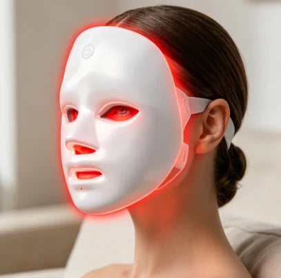 Máscara Facial de Terapia de Luz LED de 7 Colores HTMCK |   Mascarilla de Fototerapia Casera, Renovación de la Piel, Tratamiento del Acné y Cuidado Antiarrugas