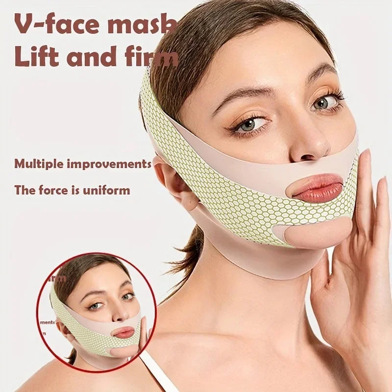 Estiramiento Facial con cara para dormir, moldeador en V, vendaje adelgazante Facial, relajación, forma de elevación, Reduce la barbilla doble, banda para adelgazar la cara, masaje