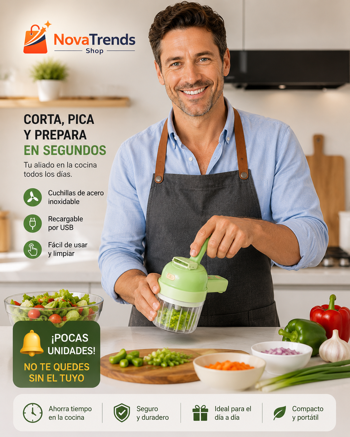 Cortador de Verduras Eléctrico Multifuncional