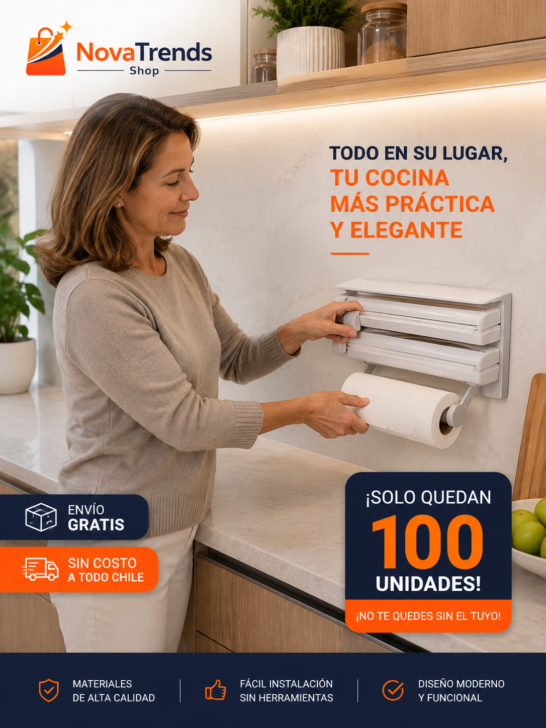 Dispensador de Papel 3 en 1  Corta Fácil