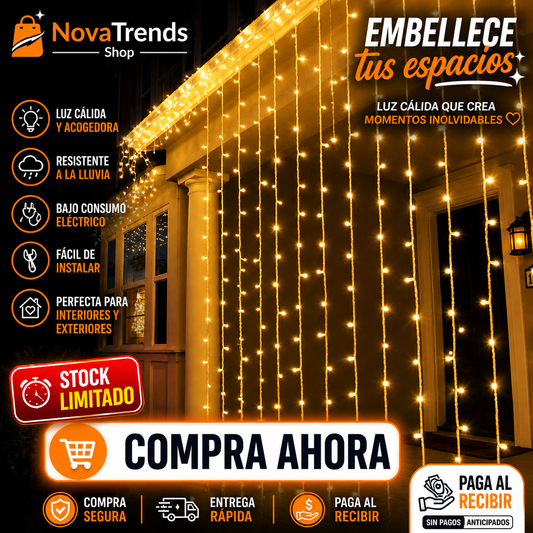 Luces De Cortina Luz Amarillo De 3x2 M